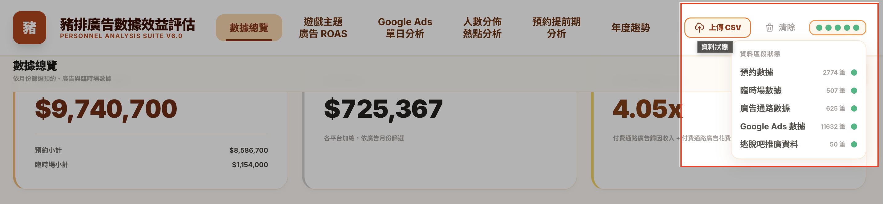資料上傳與狀態燈